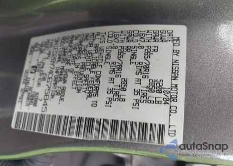2004 Nissan Xterra Xe z USA, uszkodzony, nr VIN 5N1ED28Y74C675845